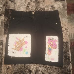 NYC Black Denim Shorts with Red Accents Size 10